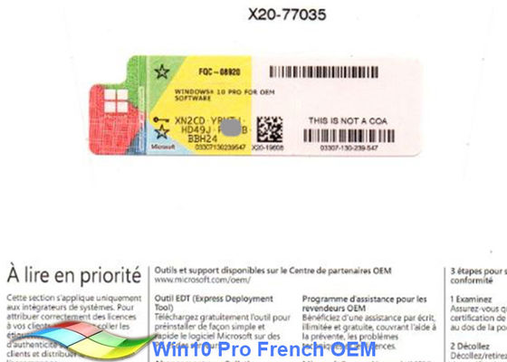 चीन फ्रेंच संस्करण विंडोज 10 प्रो पीसी के लिए OEM स्टिकर सॉफ्टवेयर 64 बीआईटी आपूर्तिकर्ता